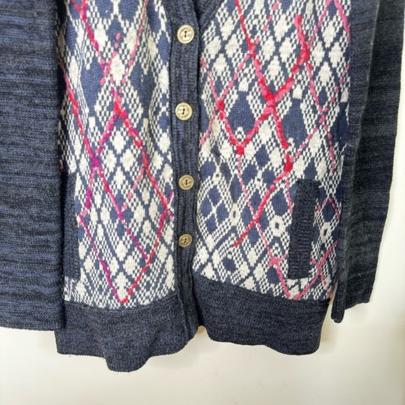 Free People Foxtrot button front wool oversized Cardigan grandpa Navy Multi - Picture 5 of 9